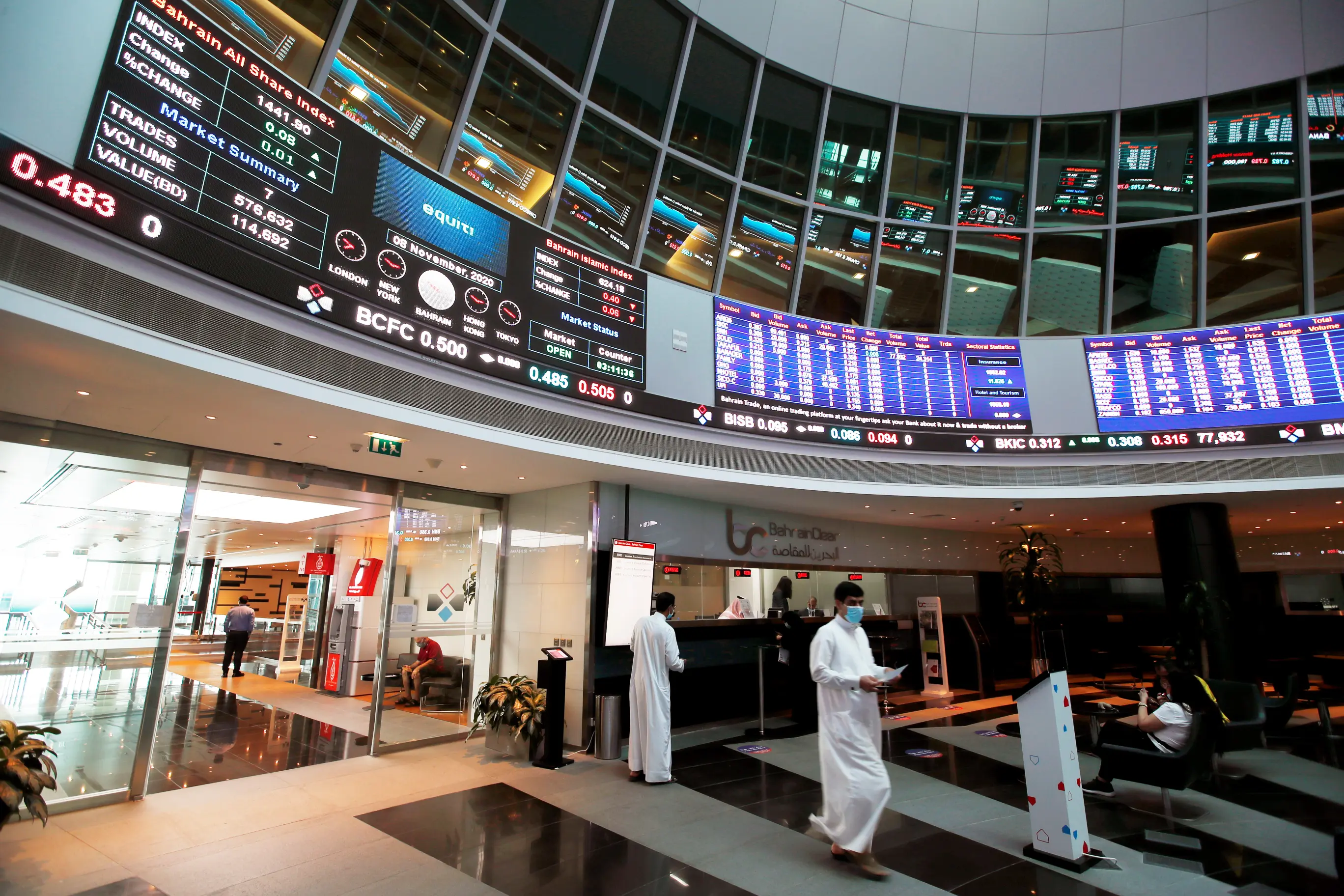 Traders monitor Dubai and Abu Dhabi stock markets after UAE rate cut