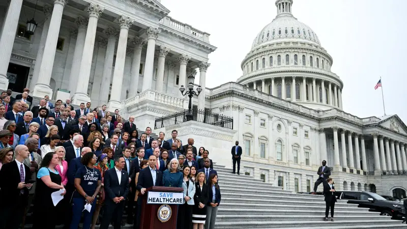Democratic lawmakers speaking in US Capitol on ACA funding amid shutdown