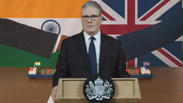 Prime Minister Keir Starmer with UK business leaders in India after trade deal